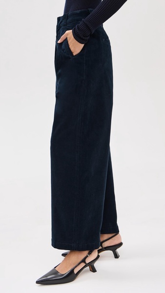 Cara Cropped Pleated Corduroy Trousers