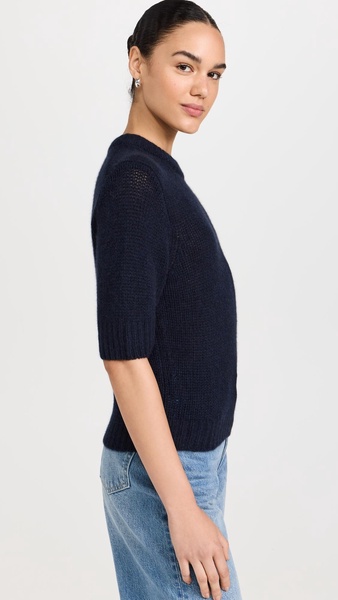 Cashmere Featherweight Puff Sleeve Crew Sweater