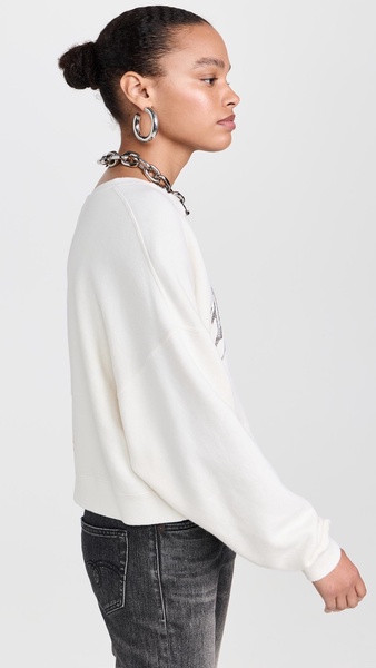 New York Cropped Crew Neck Sweatshirt with Front Slit