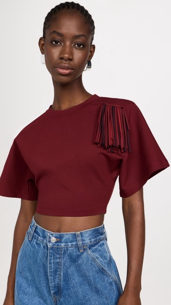 Fringe Brooch Cropped T-Shirt