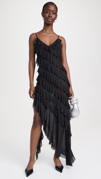 Vienna Ruffle Maxi Dress with Built In Bodysuit