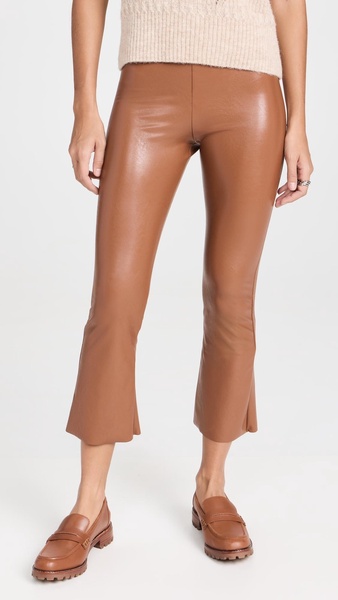 Faux Leather Cropped Flare Pants