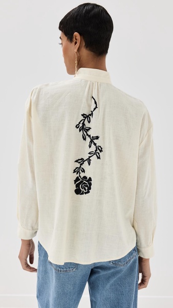 Kiki Noir Rose Embroidered Shirt