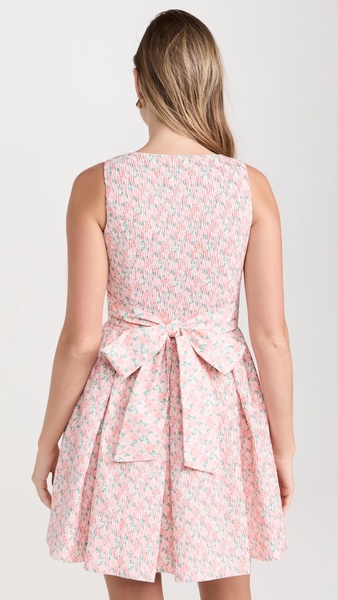 Floral Textured Bow Tie Mini Dress