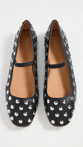 Greta Elastic Mary Jane Dome Stud Flats