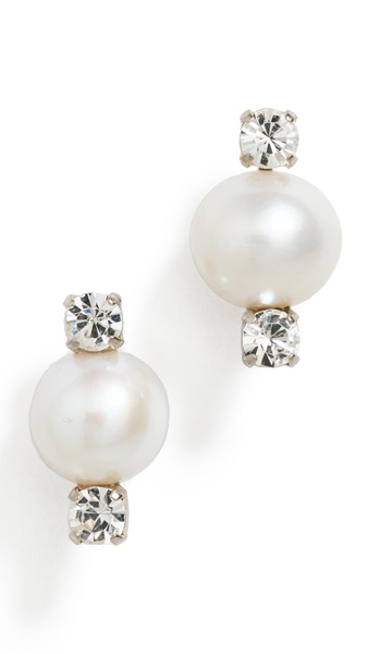 Mini Pearl and Double Crystal Earrings