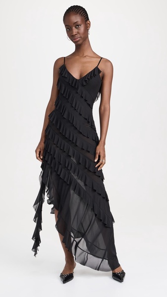 Vienna Ruffle Maxi Dress with Built In Bodysuit