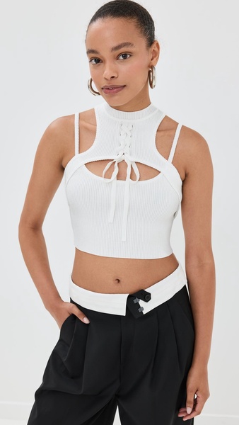 Halter Neck Knit Cropped Top