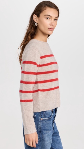 Cashmere Featherweight Roll Trim Crew Sweater