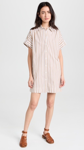 Collared Button-Front Mini Shirtdress