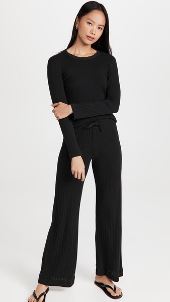 Pointelle Slim Fit Long Sleeve Top