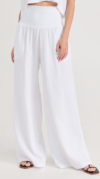 Gauze Smocked Flare Pants