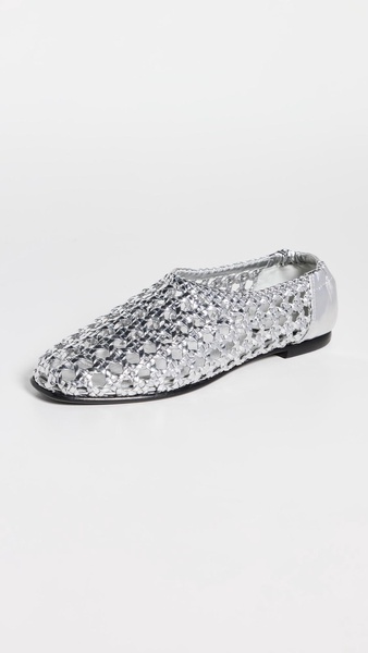 Eden Woven Metallic Leather Ballet Flats