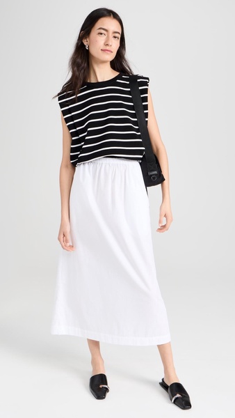 Stripe Sleeveless Pleated Knit Top