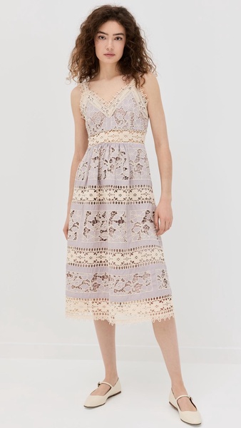 Joah Embroidery Sleeveless Midi Dress