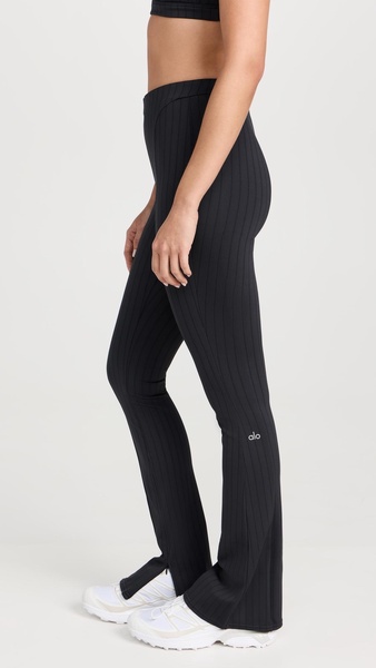 High Waist Pinstripe Zip It Flare Leggings