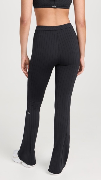 High Waist Pinstripe Zip It Flare Leggings