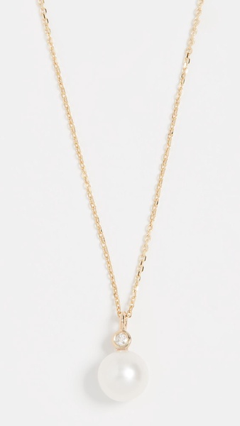 14K   Pearl and Diamond Dot Necklace