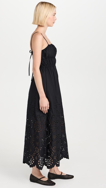 Embroidered Tank Midi Dress in Poplin