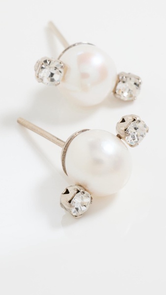 Mini Pearl and Double Crystal Earrings