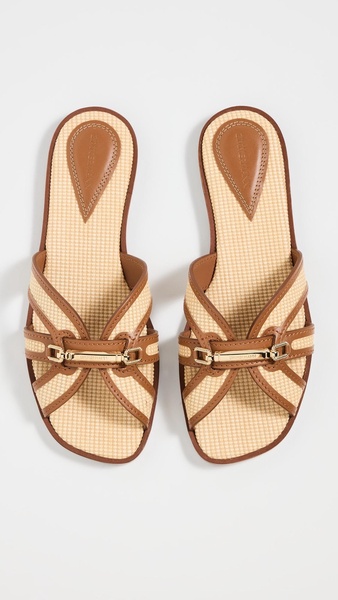 10mm Prisma raffia-effect flat sandals