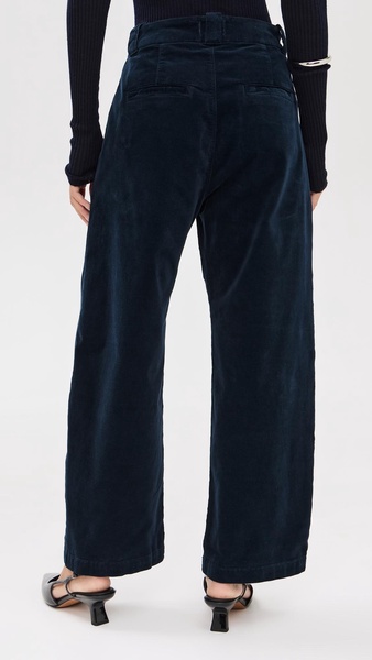 Cara Cropped Pleated Corduroy Trousers