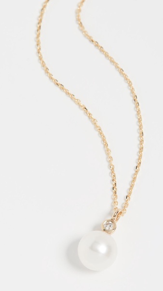 14K   Pearl and Diamond Dot Necklace