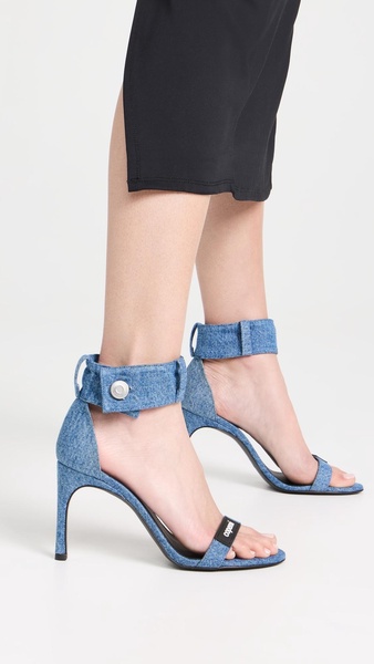 Denim Waistband Strap Logo Sandals