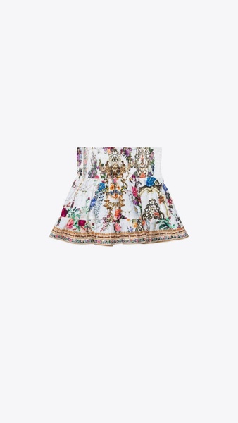 girls - shirring waist skirt in floral print