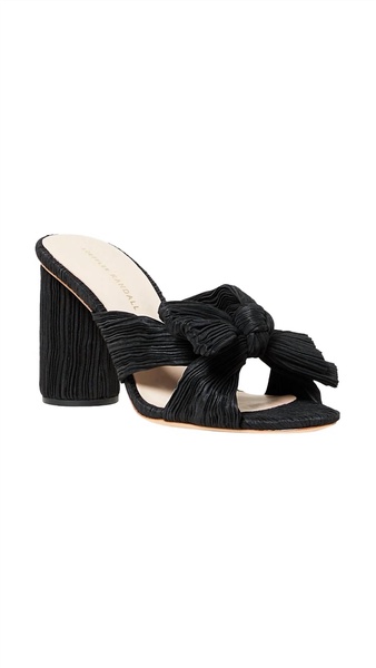 penny pleated bow heel in black