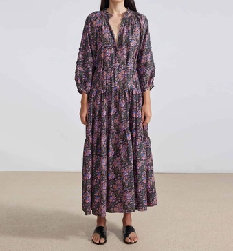 trinidad maxi dress in folk foliage