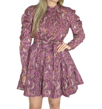 elizabeth dress in purple paisley