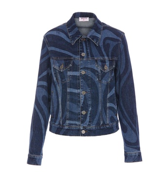 PUCCI Swirl-Printed Button-Up Denim Jacket