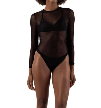 basic tulle bodysuit in black