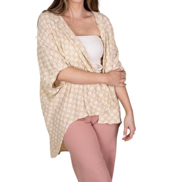 gabby textured floral top in beige