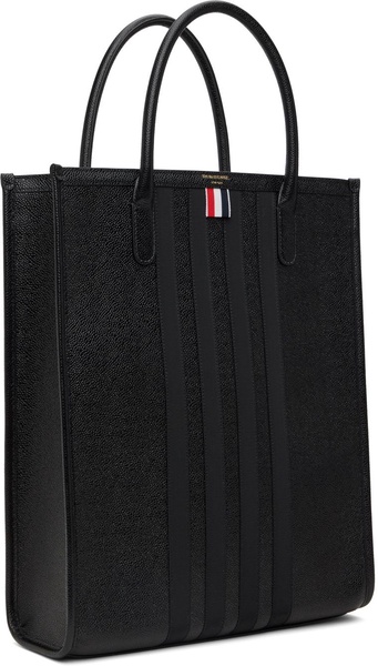 Black  4-Bar Leather Tote