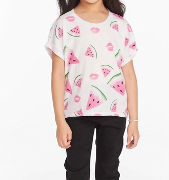 girls tee in watermelon lips