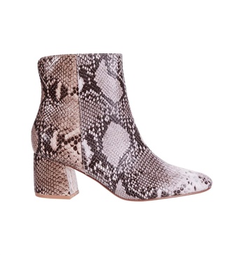 daria block heel bootie in snake