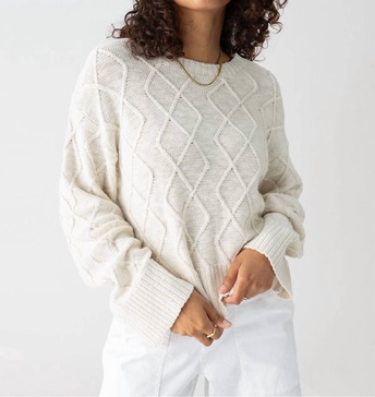 coastal cable sweater in chalk