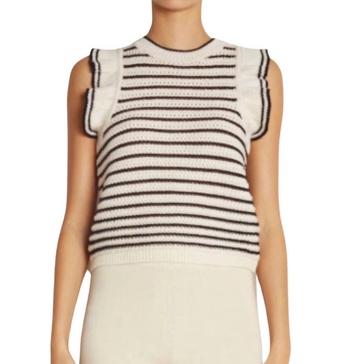 viola knit tank sweater in ivory/navy stripe