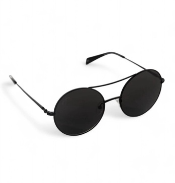 capri round double ridge sunglasses in black