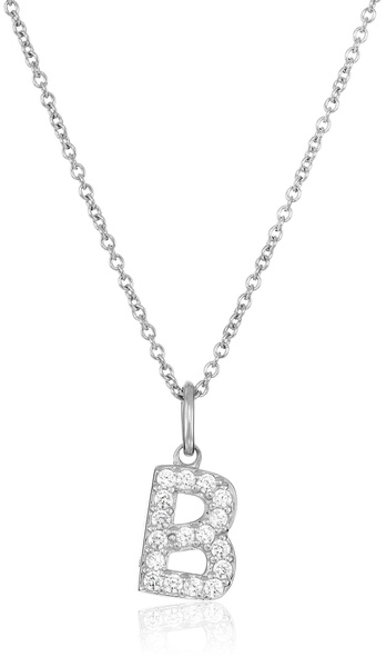 Amazon Essentials Platinum Plated Sterling Silver Infinite Elements Cubic Zirconia Initial Pendant Necklace, (previously Amazon Collection)