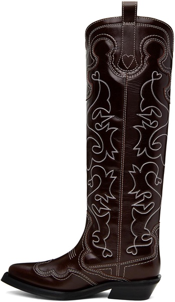 Burgundy Embroidered Western Boots