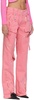 Pink Garment-Dyed Denim Cargo Pants