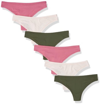 Amazon Essentials Women's Thong Underwear (Available in Plus Size), Pack of 6