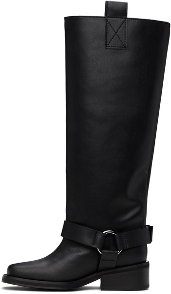 Black Under-Knee Biker Boots