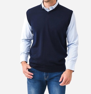 autumn crest v-neck vest in navy