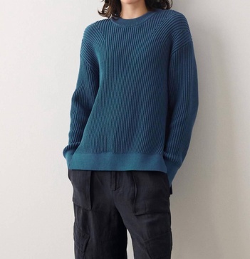 core spun cotton ribbed crewneck top in gem blue