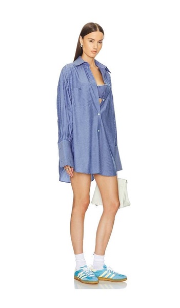 Pinstripe Poplin Oversized Shirt