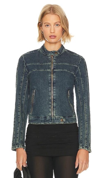 x We The Free Fast Lane Denim Moto Jacket